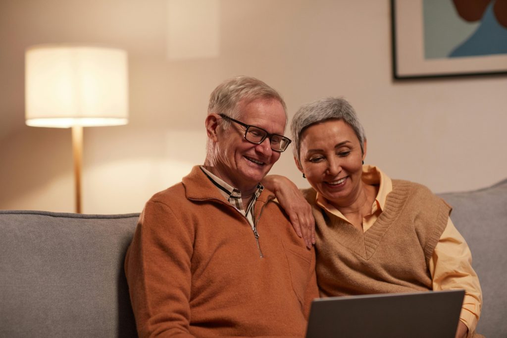 : Parents enjoying financial security through a second income stream.